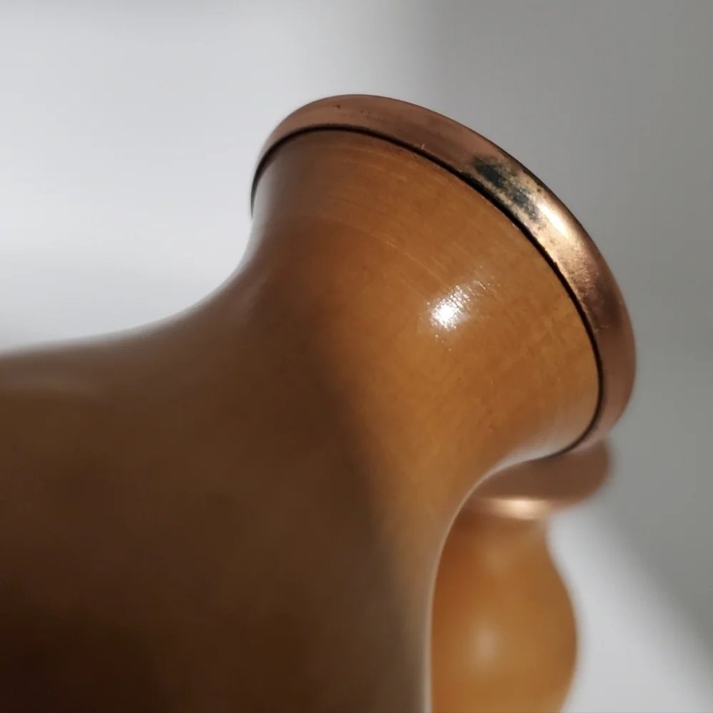 Vintage Wood & Copper Salt and Pepper Shakers